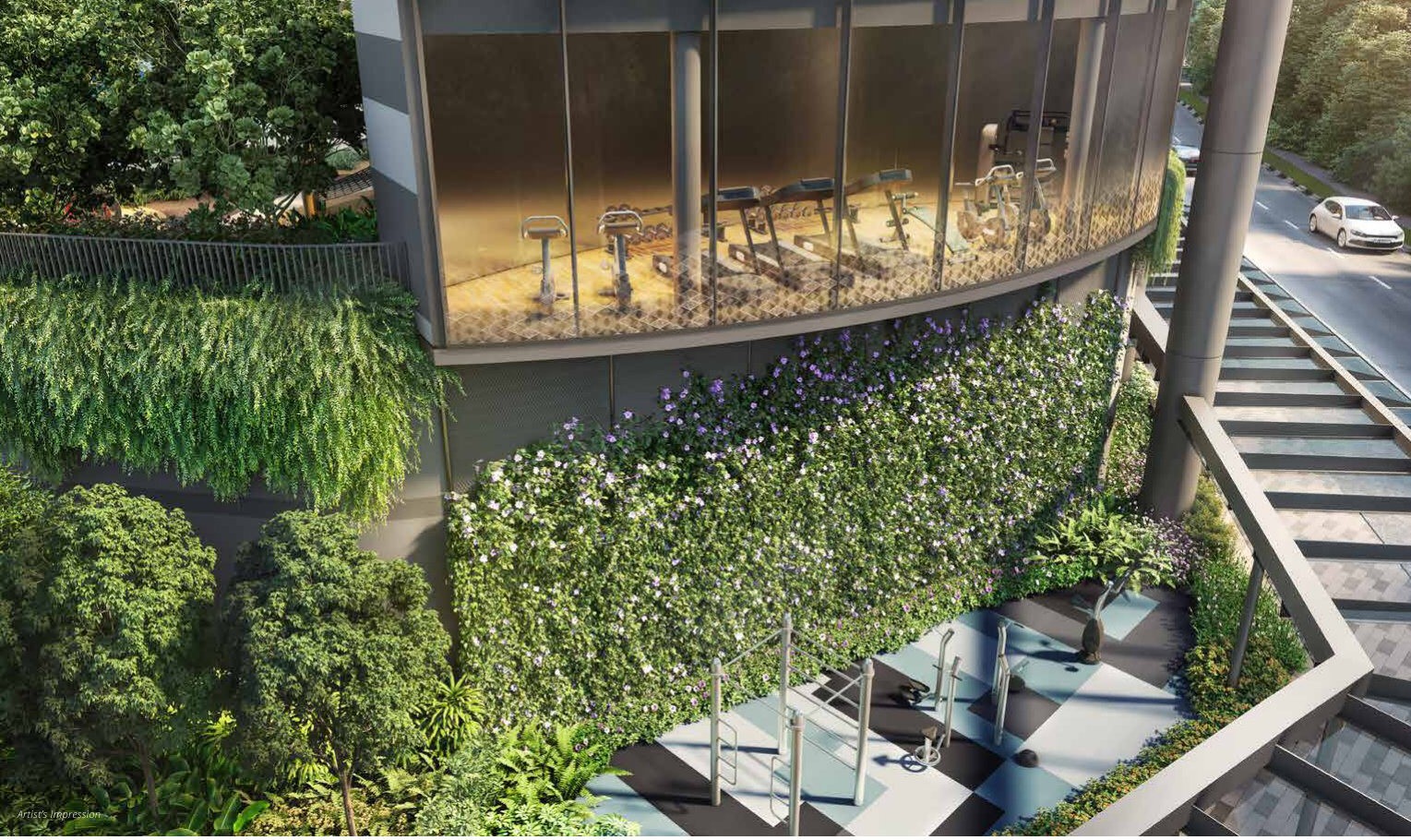 Vertical garden and gym (artist’s impression)